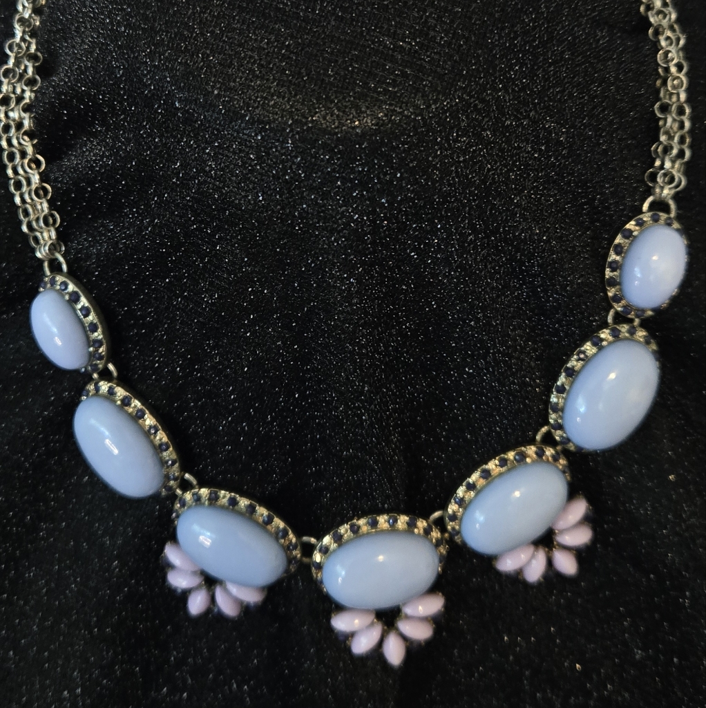 Ashley Stewart Silver And Light Blue Necklace 9$